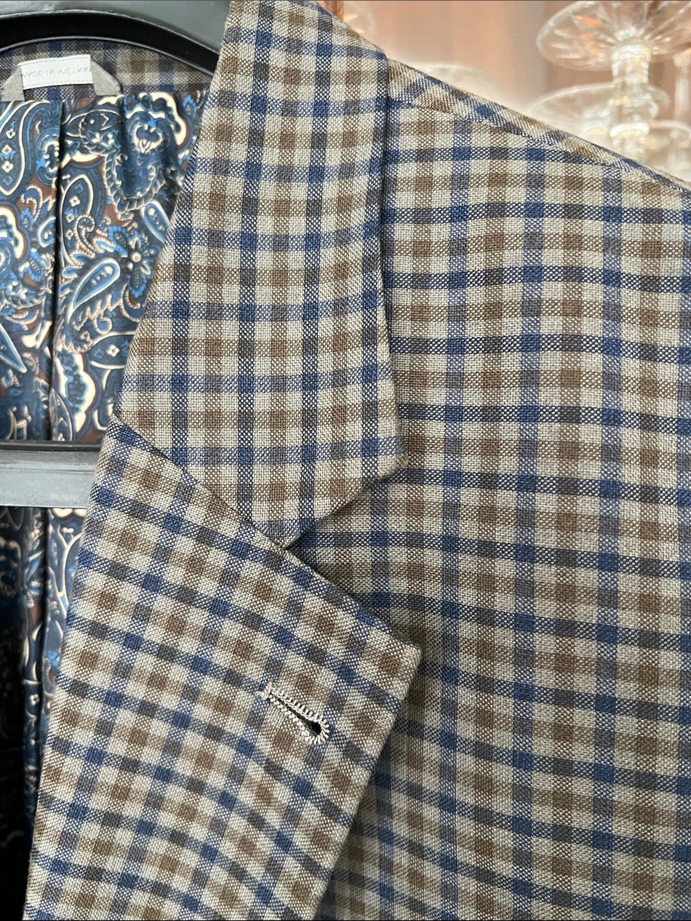 Classic Men's Checked Sport Coat in Blue and Brown